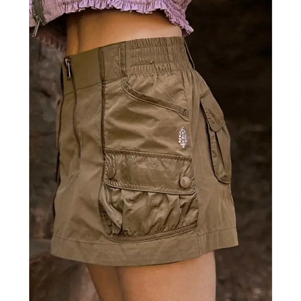 FREE PEOPLE FP MOVEMENT GREEN THRU HIKER SKORT SKIRT SHORTS SZ XS